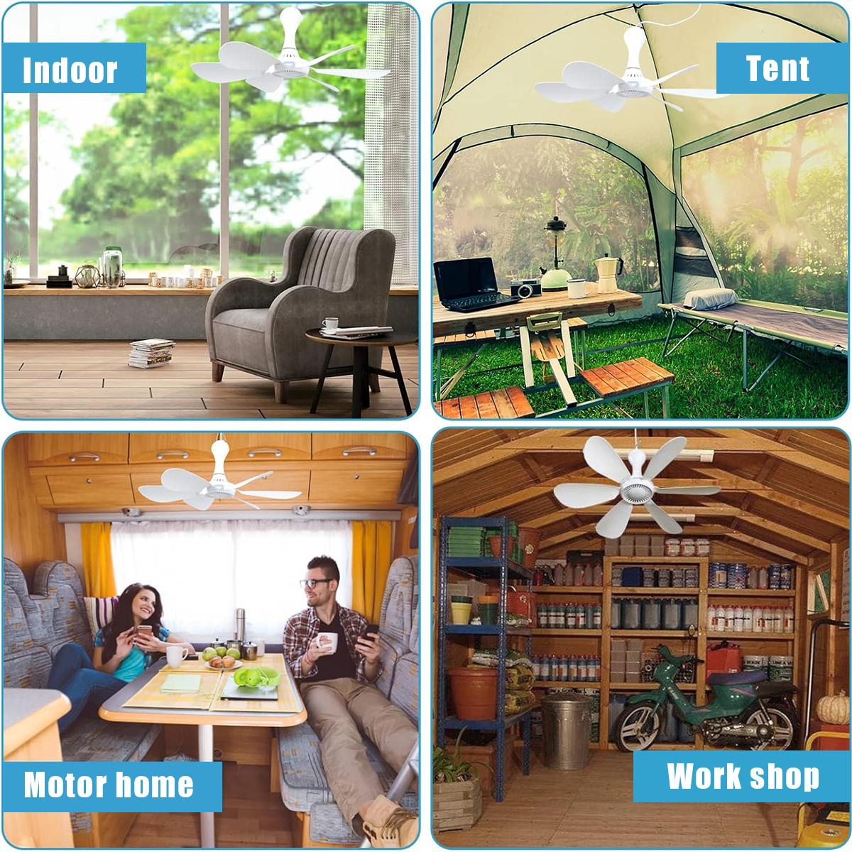 USB Mini Small Ceiling Fan Quiet Camping RV Fans Timing,Speed Emergency Portable Outdoor Hanging Gazebo Canopy Dorm Silent For Grow Tent,Hiking,Outages USB Ceiling fan Home Room with Remote