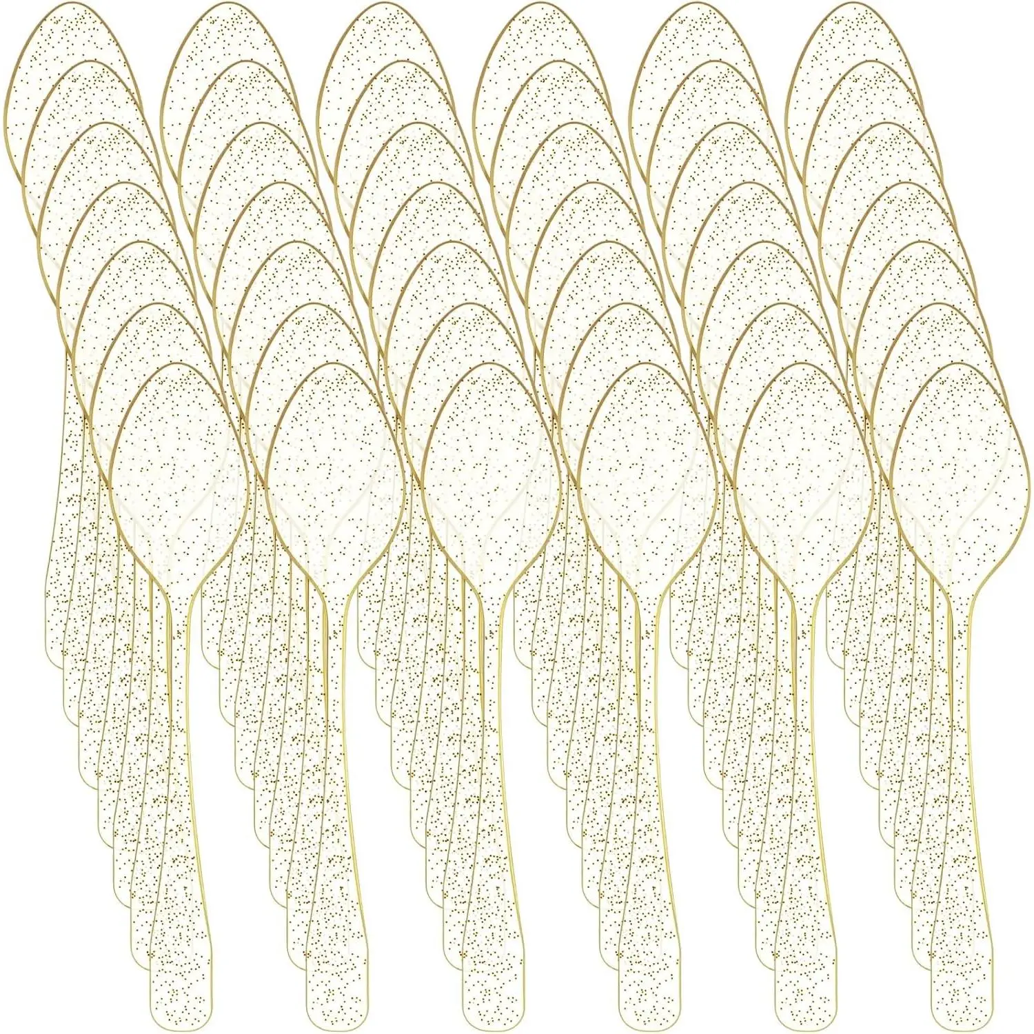 500 Pcs Gold Glitter Mini Dessert Spoons, 3.7 Inch Small Disposable Plastic Spoons Bulk, Tiny Serving Utensils for Cake, Samples, Ice Cream, Appetizers, Pudding