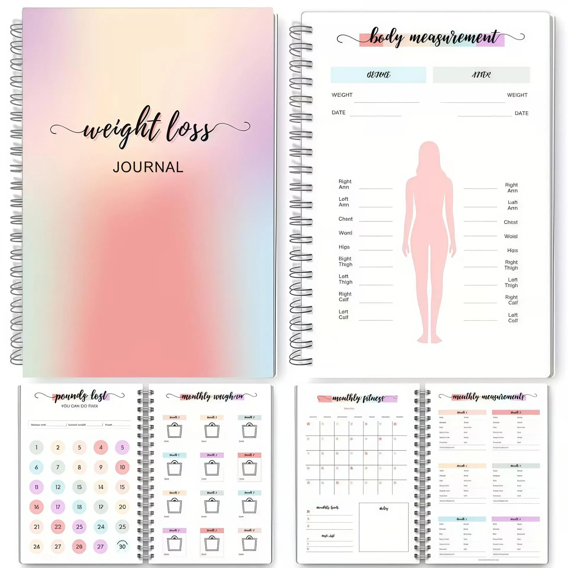 A5 Weight Loss Diary Planner | Daily Record and Weekly Exercise, Complete Weight Loss Journal for 12 Months, Daily & Weekly Tracking, Diet & Exercise Log, Weight and Body Measurement Tracker