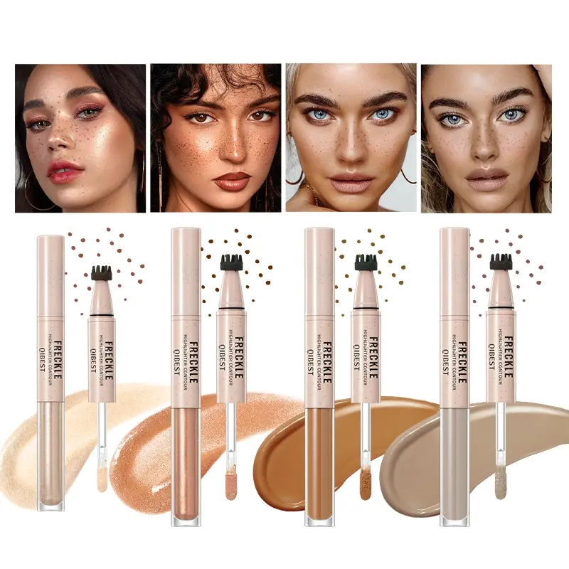 Multi Function Double Ended Makeup Pen Freckle Stamp Sponge Tip Highlighter Contour Liquid Water Sweat Resistant All Day Hold Sculpt Facial Dimension All Day Illuminator