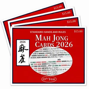 Mahjong Card 2026 Set of 4, Mahjong Official Rules & Hands Cheat Sheet, Quick Reference Guide for Beginners & Advanced Players, Easy-to-Read Mahjong Hands Cards, Portable Game Aid, Family Fun