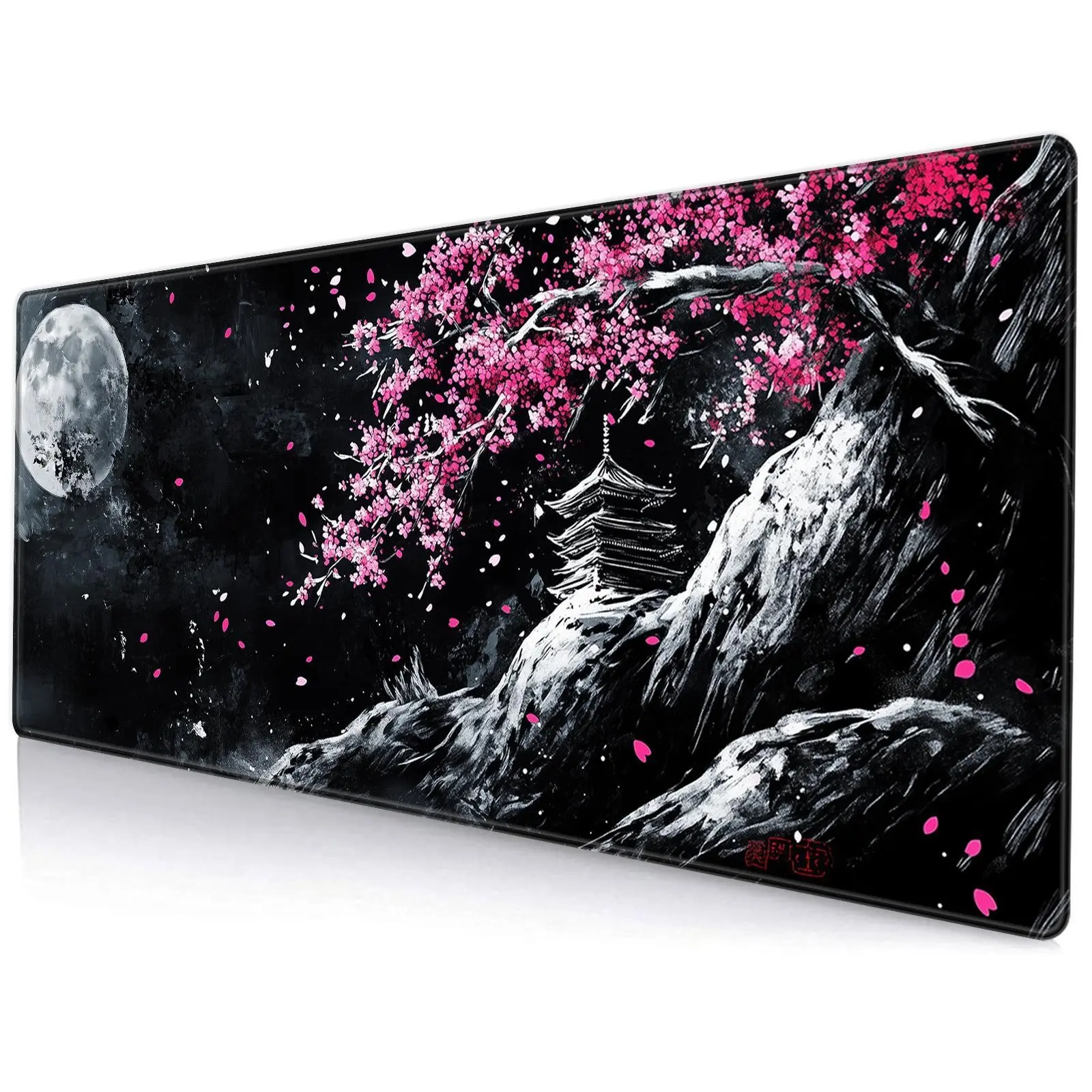 Cherry Blossom Landscape Pattern Mouse Pad, Anti-Slip Rubber, Rectangle Gaming Mouse Pad, Office Desk Keyboard Mouse Pad, Desk Accessories