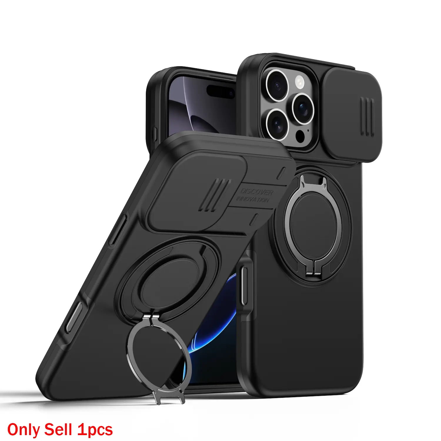 Case for iPhone 16 Pro Max, Dust-Proof Scratch-Resistant Lens Cover, Magnetic Metal Ring Stand, Shockproof Anti-Slip for iPhone 16 Pro Max Case