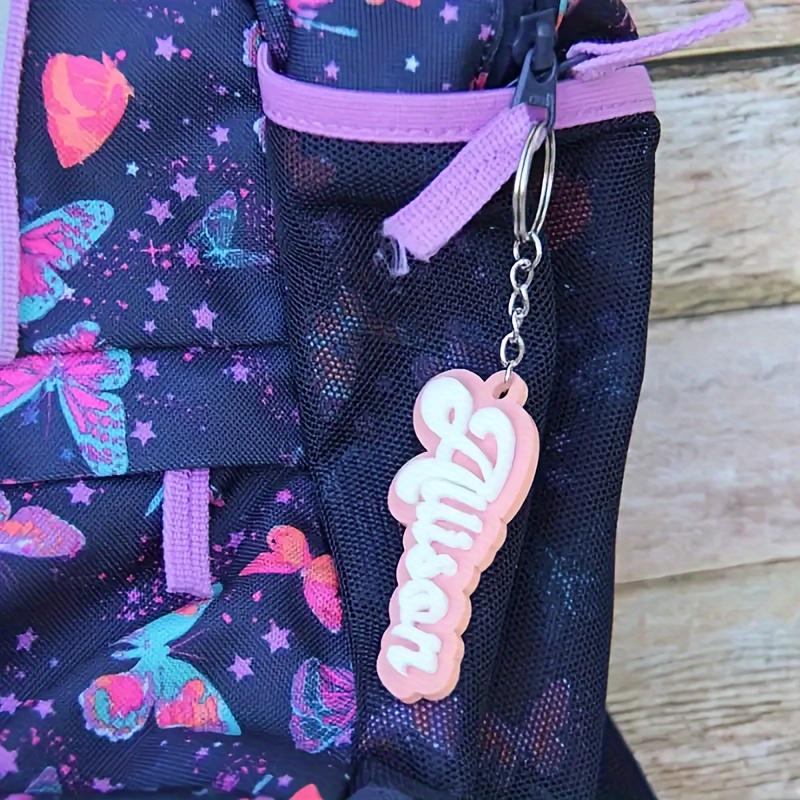 Personalized Name Keychain - Cursive Letters (Up to 8 Letters) with Name Tag And Lobster Clasp, Pink/White Acrylic DIY Gift, Suitable for Lunch Boxes, Backpack Additions, Birthday, Christmas, Valentine'S Day Gifts