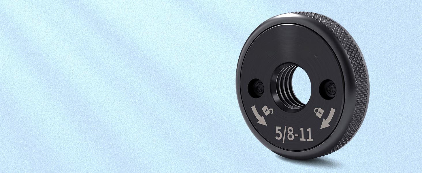 5/8"-11 Angle Grinder Flange Nuts 2-Pack Tool-Free Quick Release Locking Kit Silver D-Ring Knurled Arbor Nut Heavy Duty Self-Locking for 4-1/2 5 7 9 Inch Grinders Must Have DIY Tool Upgrade