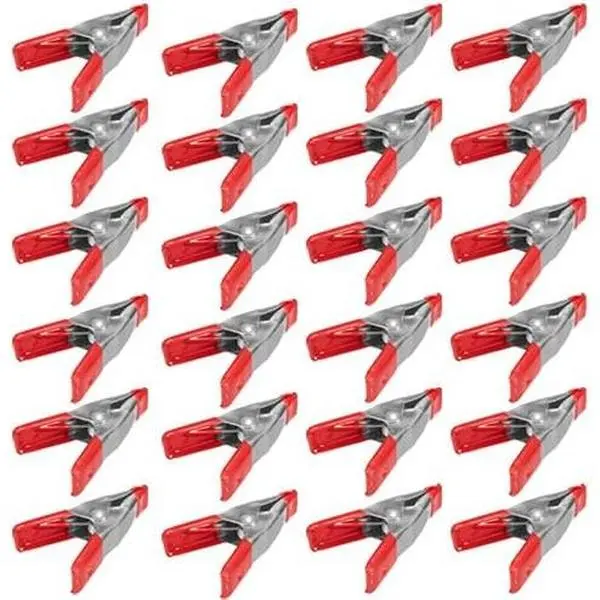 ® 2" inch Mini Metal Spring Clamps w/Red Rubber Tips Clips (Pack of 24)