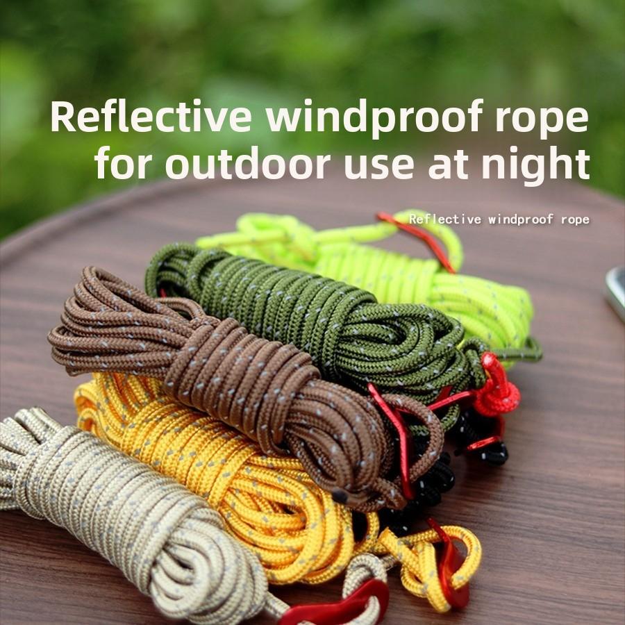 4MM wind rope outdoor canopy windproof rope support rod fixed pull rope 4 meters tent reflective camping rope adjustment rope camping