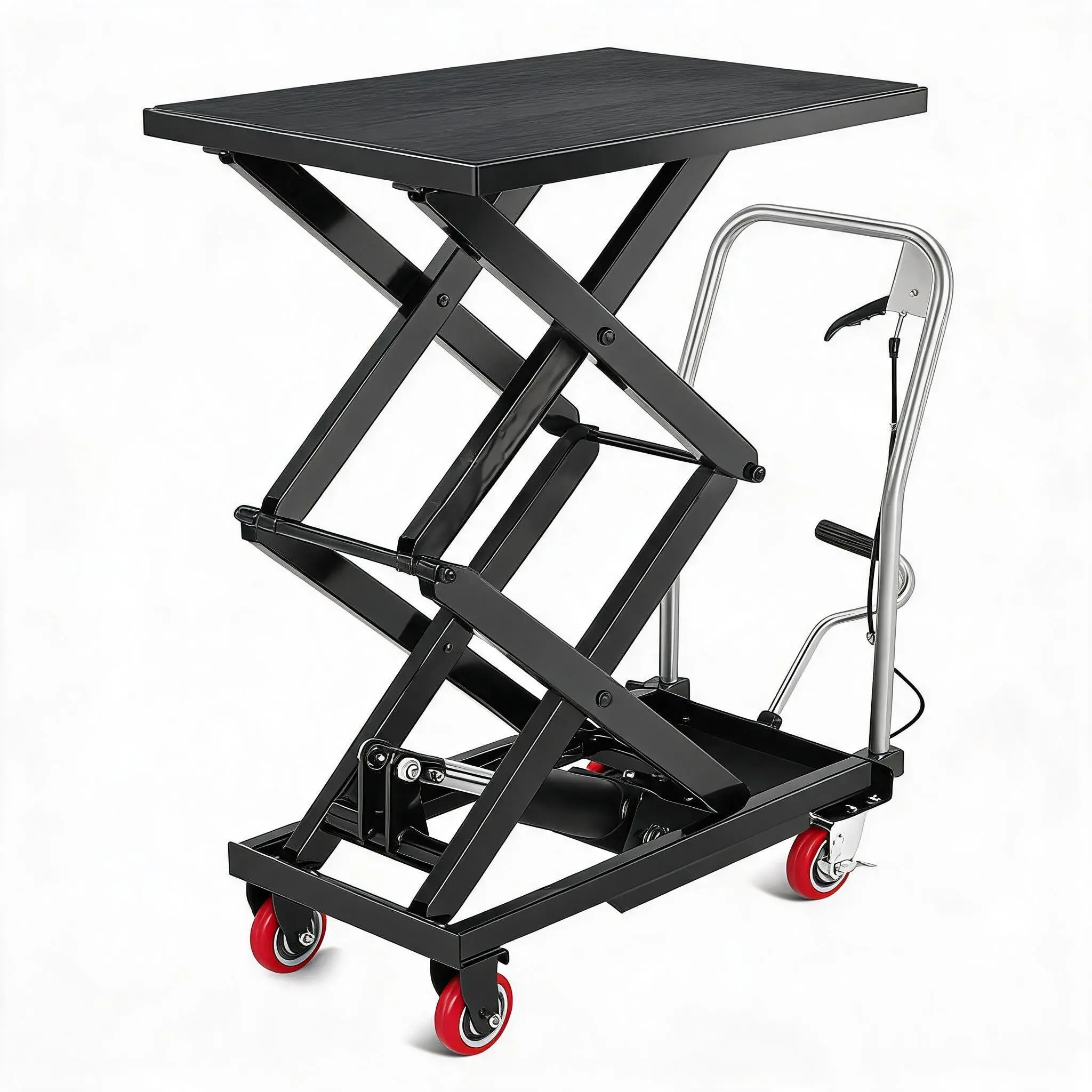 770lbs Hydraulic Lift Table Cart – Height Lifting Hydraulic Table Cart – Double Scissor Lift with Non-Slip Pad for Material Handling, Transportation, Warehousing, and Workshop Use
