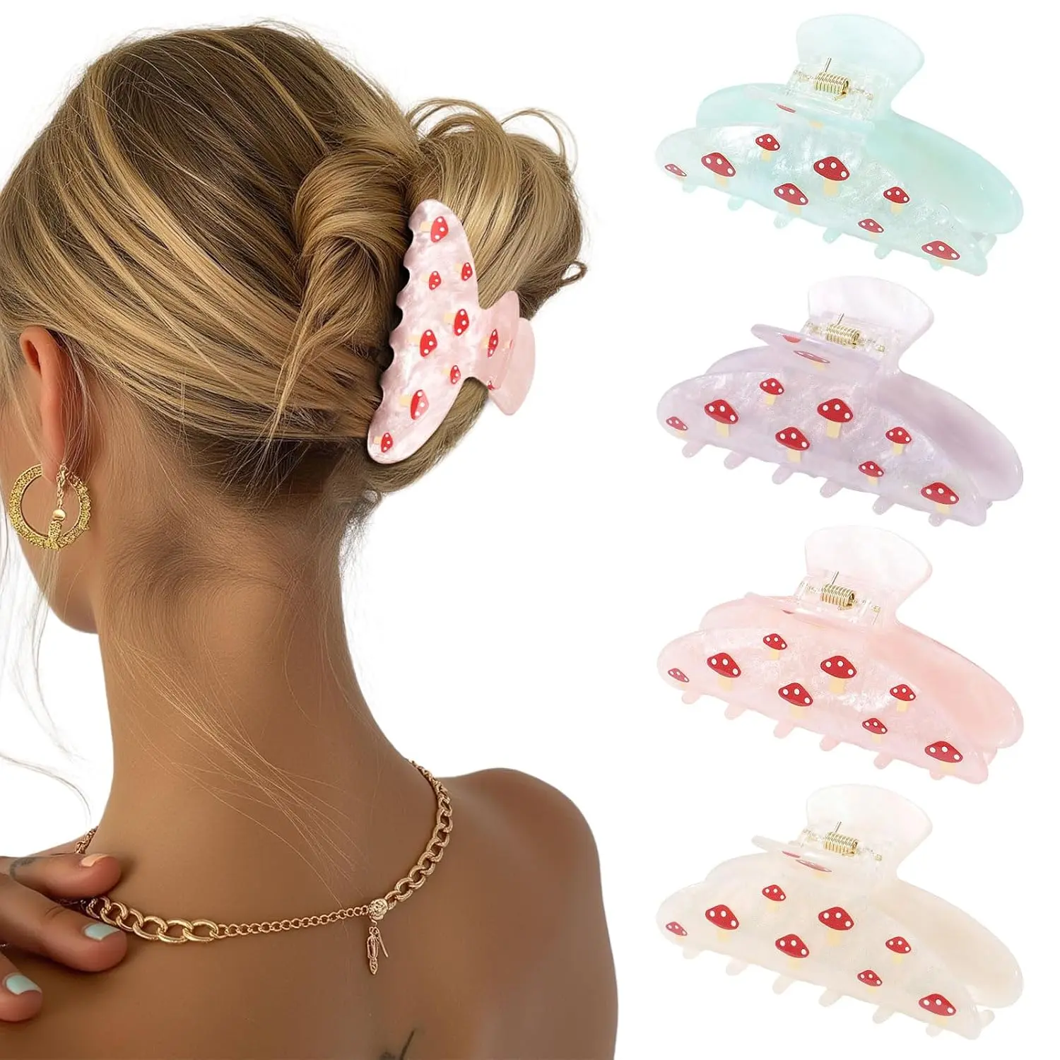 4 count Large  Clips - Big Non-Slip Banana Barrettes for Thick Hair,  Hold Jaw Clips for Women Girls