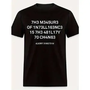 [] T-Shirt Humorous "7H3 M34Ur3 157H 0717" Pattern Men'S T-Shirt - Casual Black Short Sleeved Cotton T-Shirt T-Shirt For Men And Women