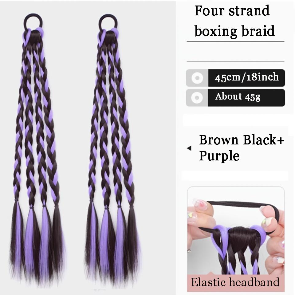 2-piece set 18inch synthetic wig, featuring colorful short sock braids, designed with elastic bands, perfect for daily wear or parties