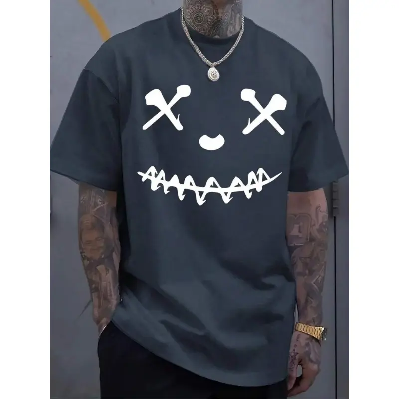 U-PICK Style - Grimace Face -Men's Cotton T Shirt Vintage Street-Style Graphic T Shirt, Essential For Men's, Can Be Used As A Gift
