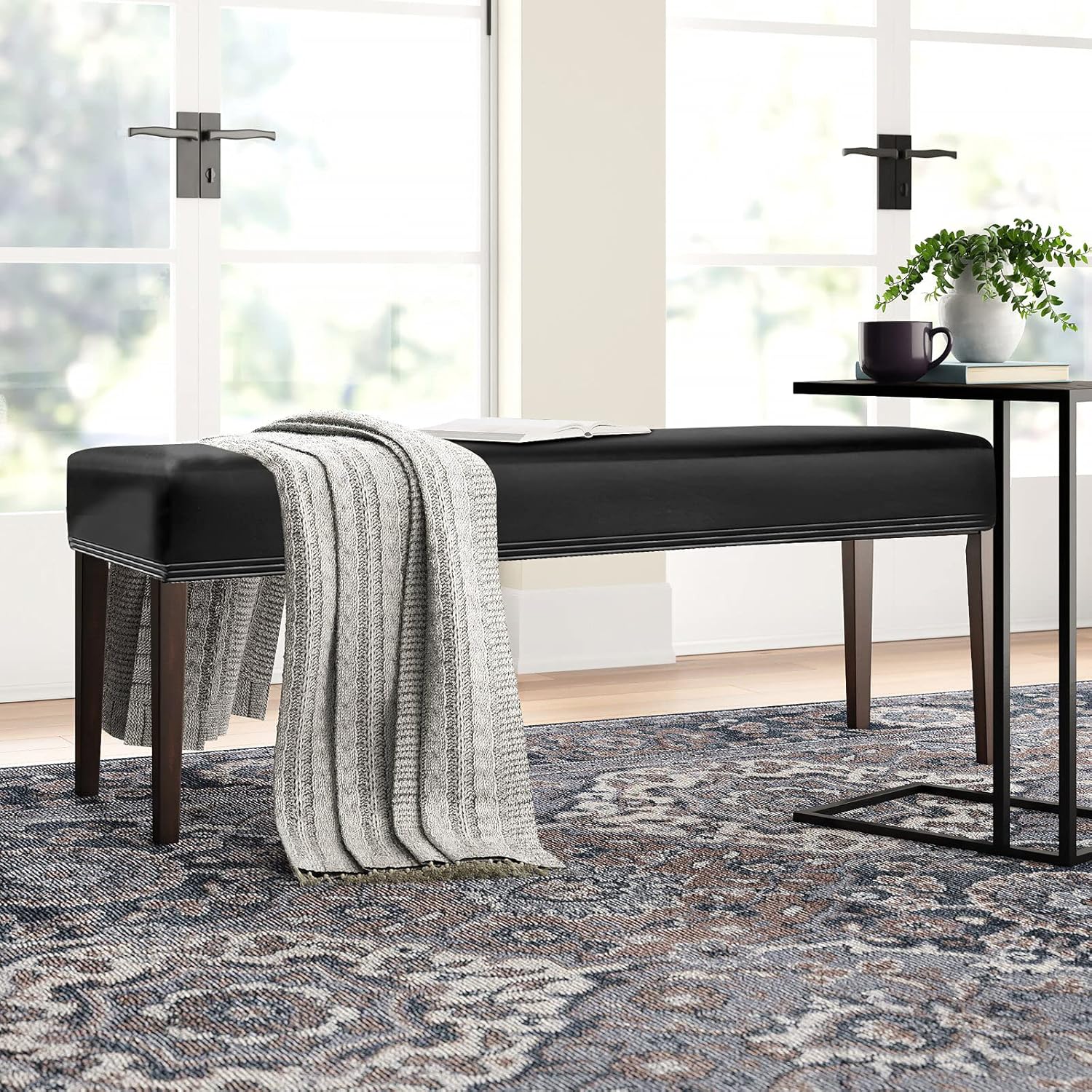 GOSTADY Stretch Faux Leather Dining Bench Cover - Anti-Dust Waterproof Bench Slipcover Seat Cushion Protector for Bedroom, Kitchen, Hotel, Banquet GOSTADY Stretch Faux Leather Dining Bench Cover - Anti-Dust Waterproof Bench Slipcover Seat Cushion Protector for Bedroom, Kitchen, Hotel, Banquet