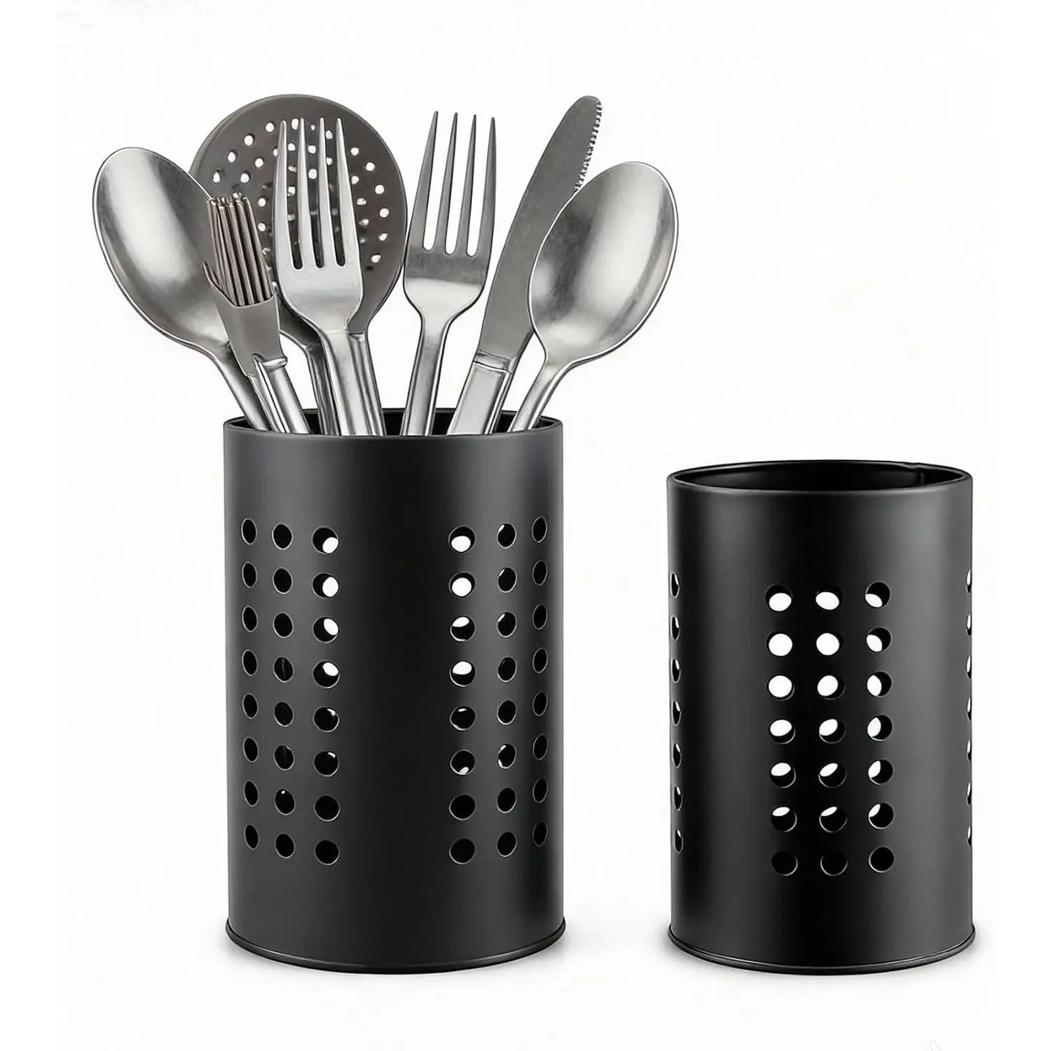 2 count Stainless Steel Kitchen Utensil Holder, Utensil  & Organizer for Drying Cooking Spoons Utility Sturdy  Kitchen Daily Use Utensil Drainer (BLack)