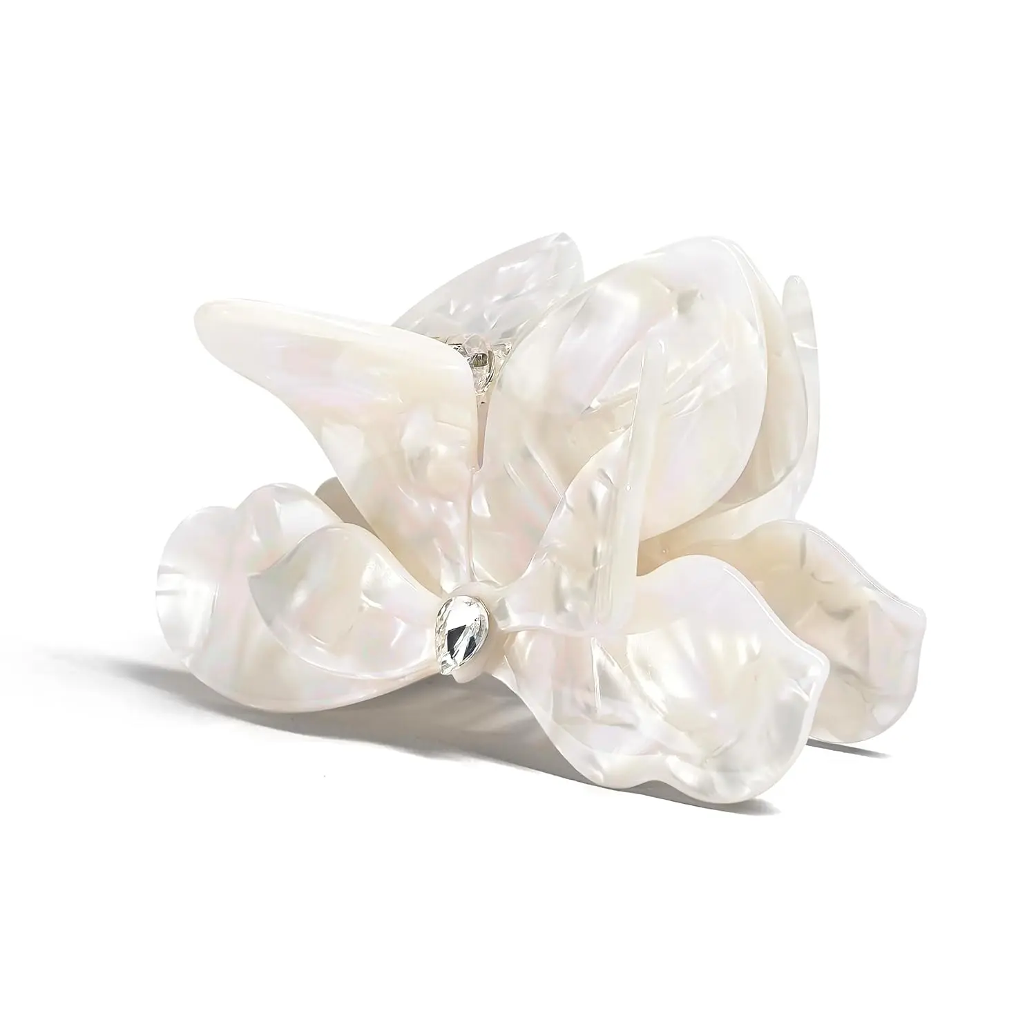 Flower Hair Claw Clips,Acetate Flower Hair Clips Cute Large Hawaiian Claw Clips for Women,3.82 Inch, Durable Design for Thick or Thin Hair (White)