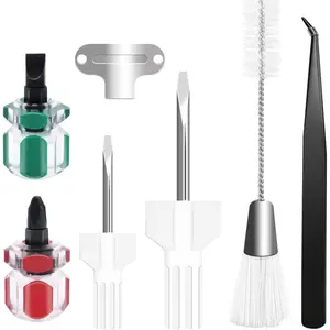 7 Piece Sewing Machine Cleaning & Repair Tool Kit, Includes Tweezers, Double Ended Fluff Brush, Needle Board Screwdriver and 4 Short Screwdrivers