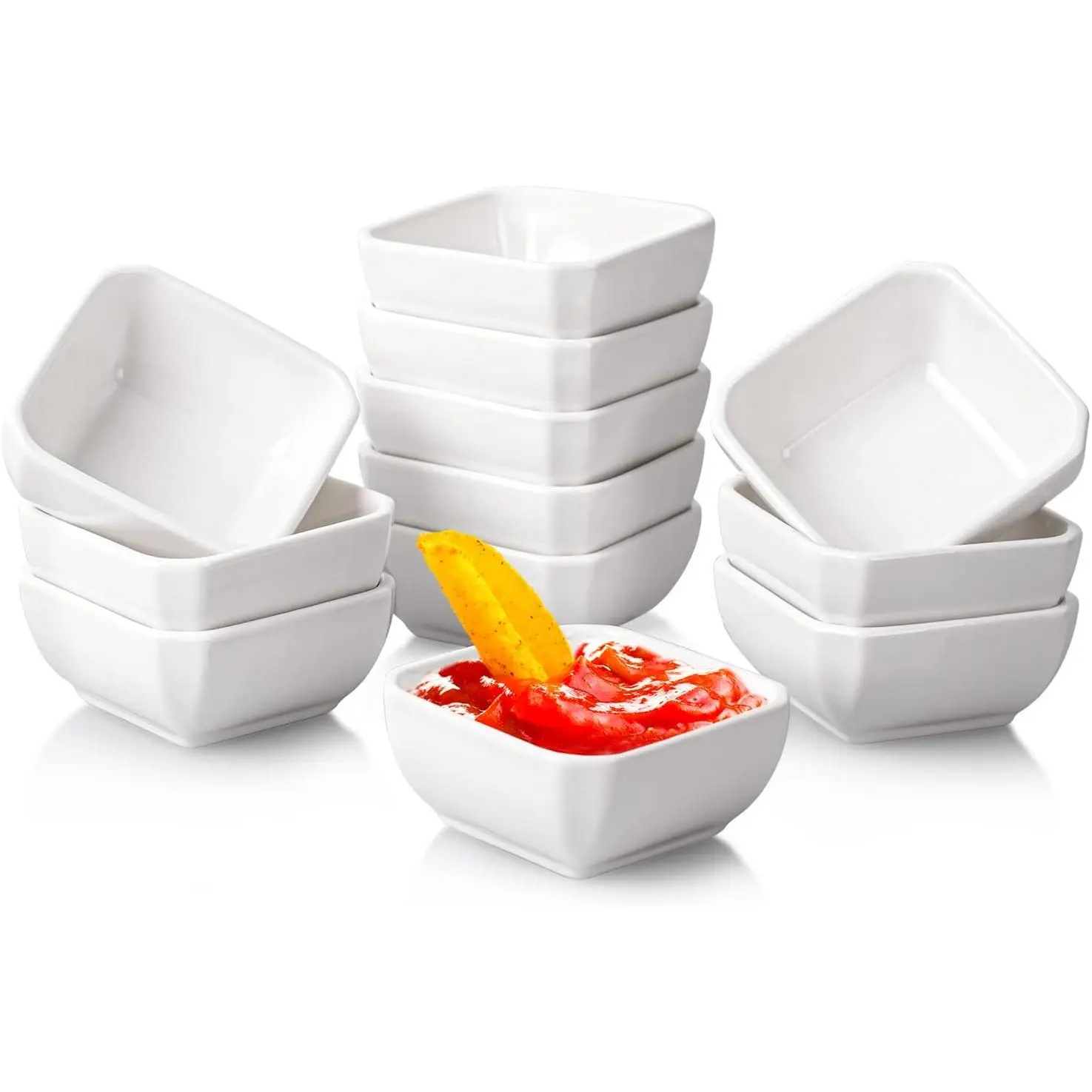 12 Pack Ceramic Dipping Bowls, 3 Oz Soy Sauce Dish, Small Dip Bowls Set for Sauce, Side Dish, Condiments, Sushi, Ramekins Oven Safe