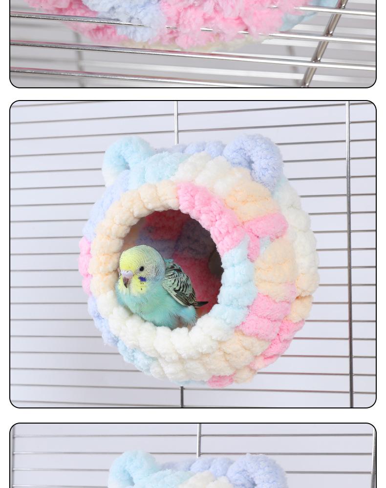 Cozy Plush Bird Nest, Warm Snuggle Hut for Parrots Parakeets, Thick Fleece Hanging Tent for Winter Sleep