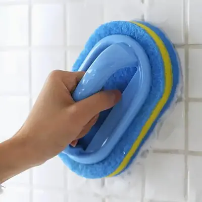 Handled Sponge Cleaning Brush, Blue, 1 Piece