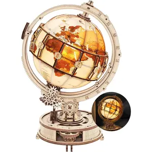 3D Wooden Puzzles for Adults Illuminated Globe with Stand 180pcs 3D Puzzles Built-in LED Model Kit Hobby Gifts for Adults Home Decorfidget toys