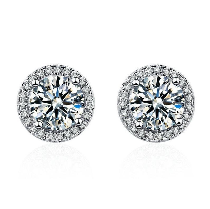 0.3-1ct Round Cut Brilliant Stud Earrings, Zirconia Unisex Fashion Jewelry