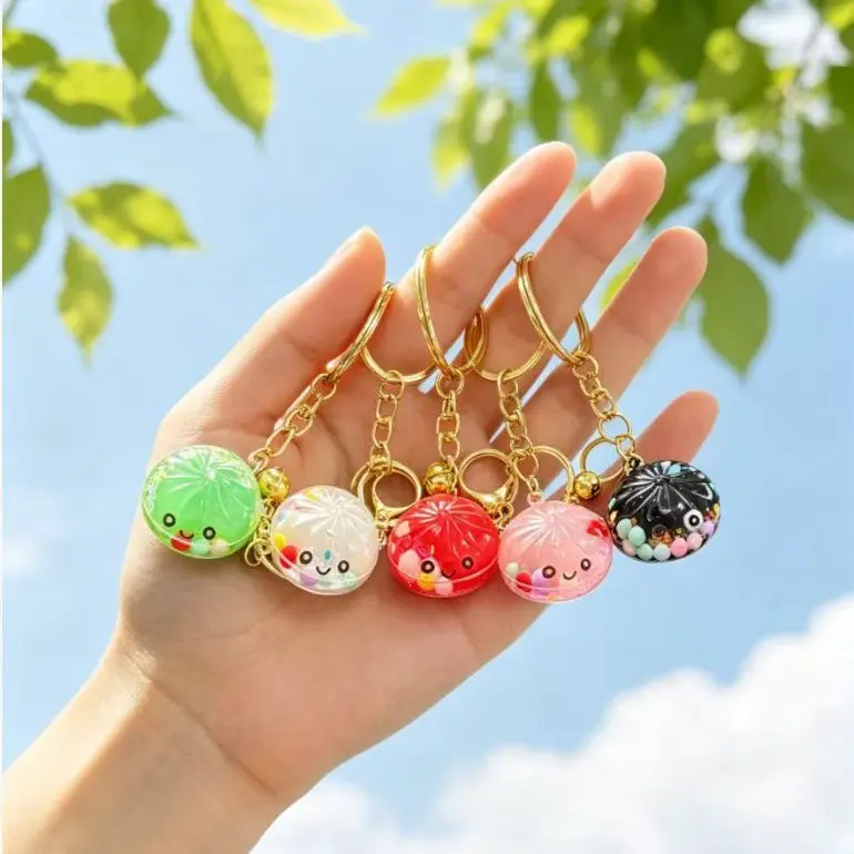 Popular Oil-filled Quicksand Bun Trendy Toy Keychain, Bag Charm, Steamer Quicksand Ornament, Simulated Steamed Bun Pendant