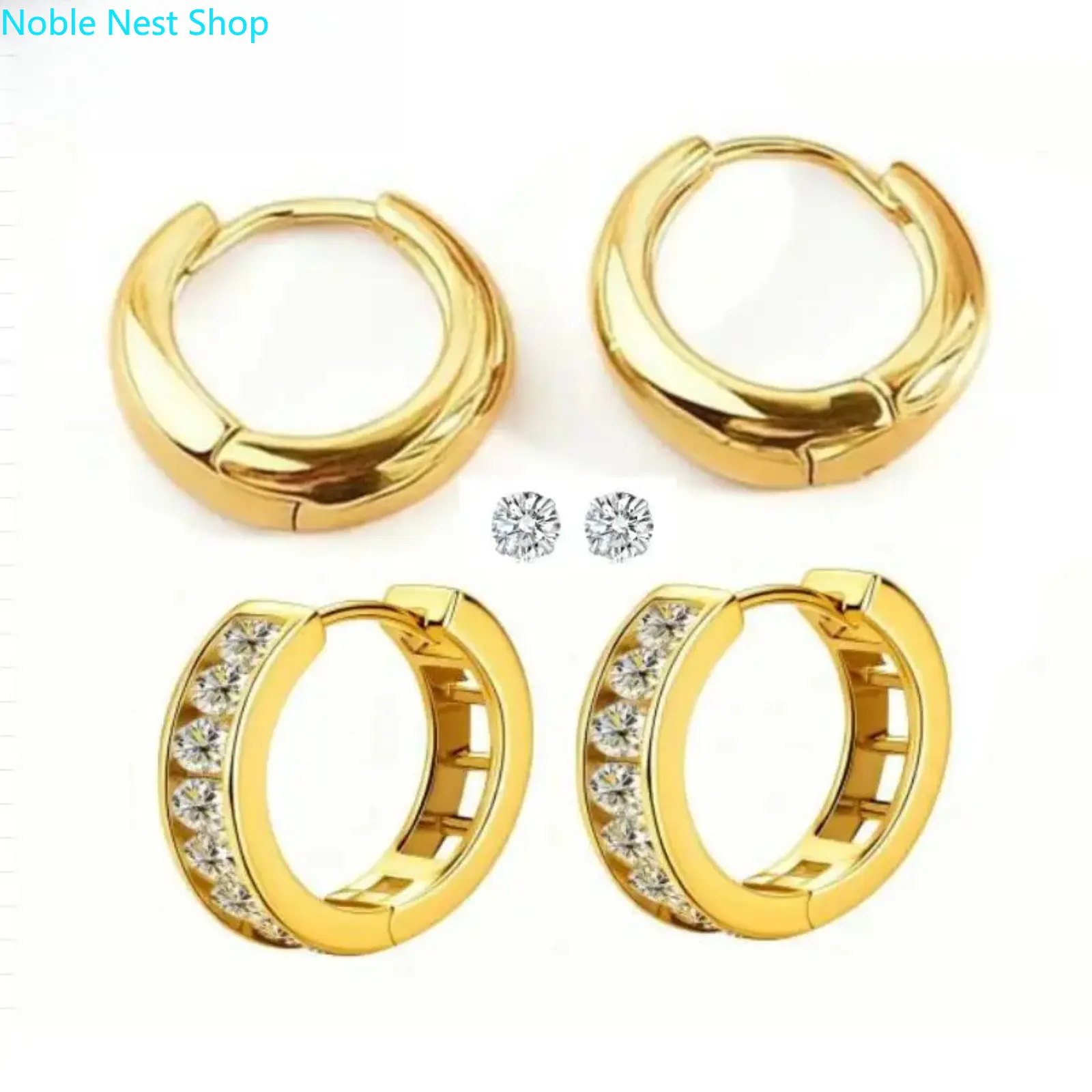 3 Pairs Small Huggie Hoop Earrings Set, 18K Gold Plated Dainty Stackable Piercing Jewelry, Lightweight Gold Hoops for Women Men Daily Wear & Holiday Gifting