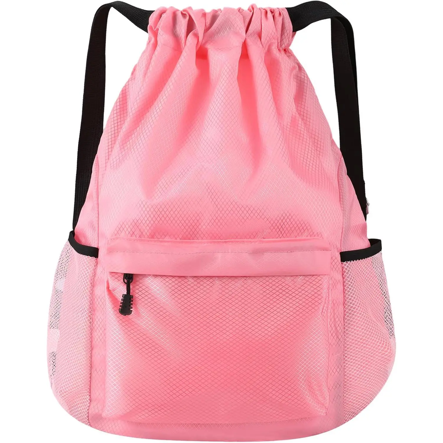 Drawstring Backpack Gym Bag Swim Bag Camp Bags, Black