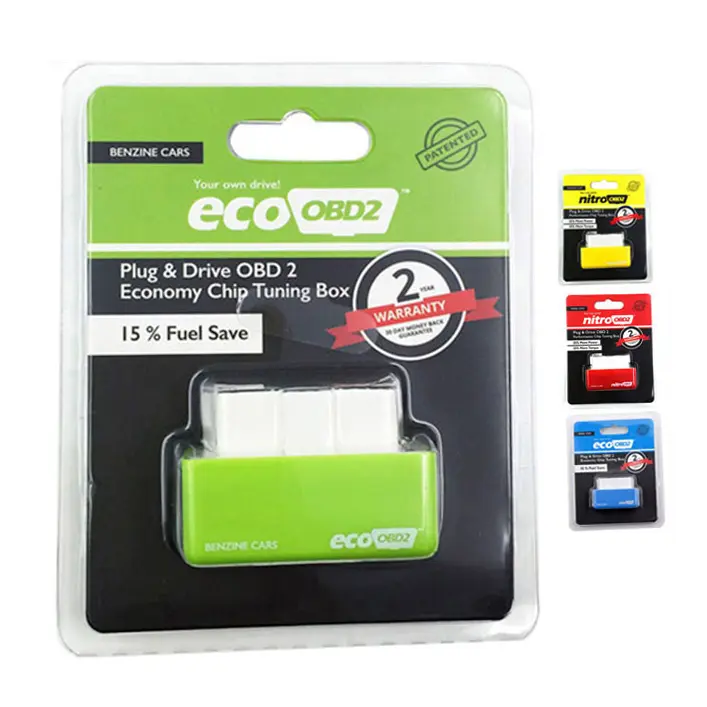 Portable ECOOBD2 Device for Gasoline Cars, Plug-and-Play OBD2 Driver, Universal Electronics Accessory with 15% Fuel Saving