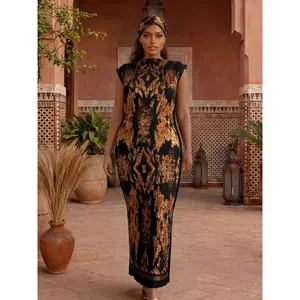 Women’s Geometric Print Wrap Dress Set – Long Robe Shawl with Silk Scarf, Beach Sun Protection Cover Up & Swimwear Outfit