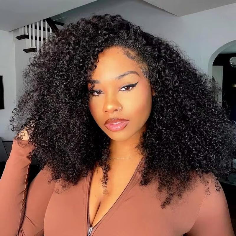 [Ready to Wear Half Wig] With Drawstring Human Natural Hair Deep Wave Invisible Hairline No Lace Glueless Install 3 IN 1 Seamless Flip Over Half Up and Down Wig Beginner Friendly Wigs Curly Hair for Women