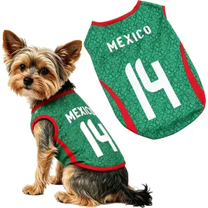Pet Dog Soccer Jersey Mexico Style Sleeveless Breathable Mesh Puppy Sports Costume Football Sportswear Pets Clothes Summer