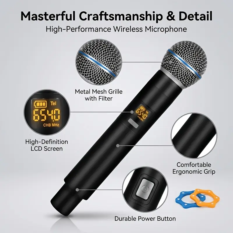Karaoke Handheld Microphone - Wireless Charging Microphone, Used for Singing, Karaoke Machines, Parties, Churches, Weddings, Speeches