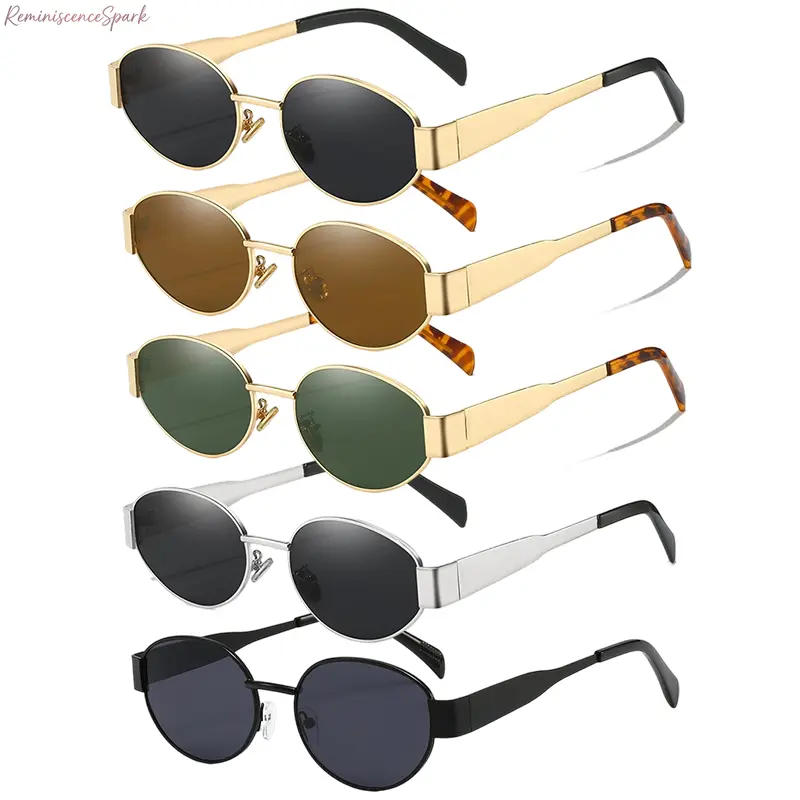 Unisex 5-Pack Retro Oval Silhouette Sunglasses - Lightweight Frames, Soft Tints, Versatile Casual Sports Eyewear Bundle for Outdoor Wear, Beach Trips & Daily Outings