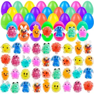 Summer Spring Gift 32 Pack Prefilled Easter Eggs with Squishy Toys Inside Bright Colorful Easter Eggs Filled with Easter Fidget Toys Great for Adult Easter Basket Stuffers Egg Fillers Party Favors