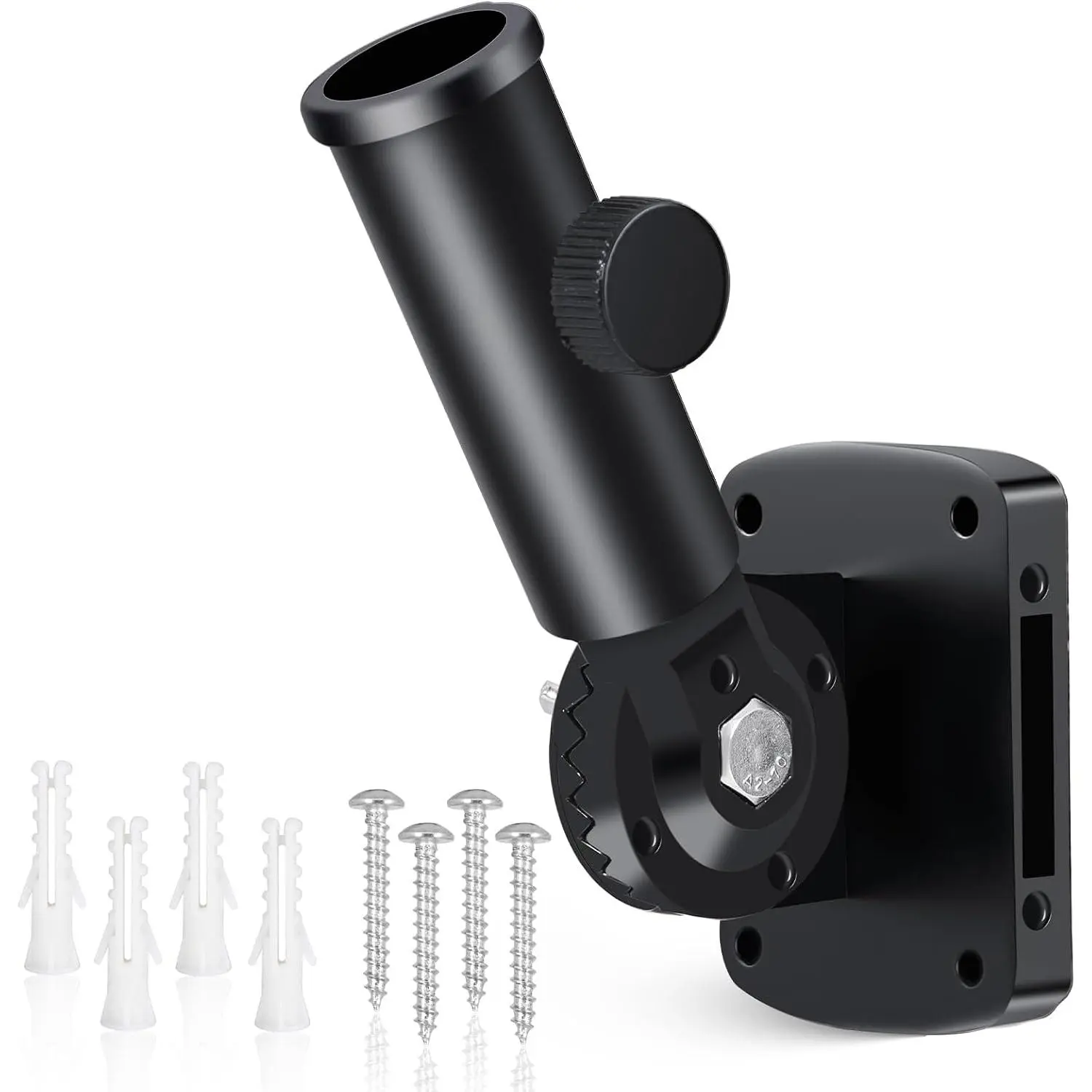Adjustable Flag Pole Holder, Flag Pole Bracket for Outside House Heavy Duty , Multi-Position Flag Pole Mounting Bracket Rust Free with Hardwares, 1" Inner Diameter