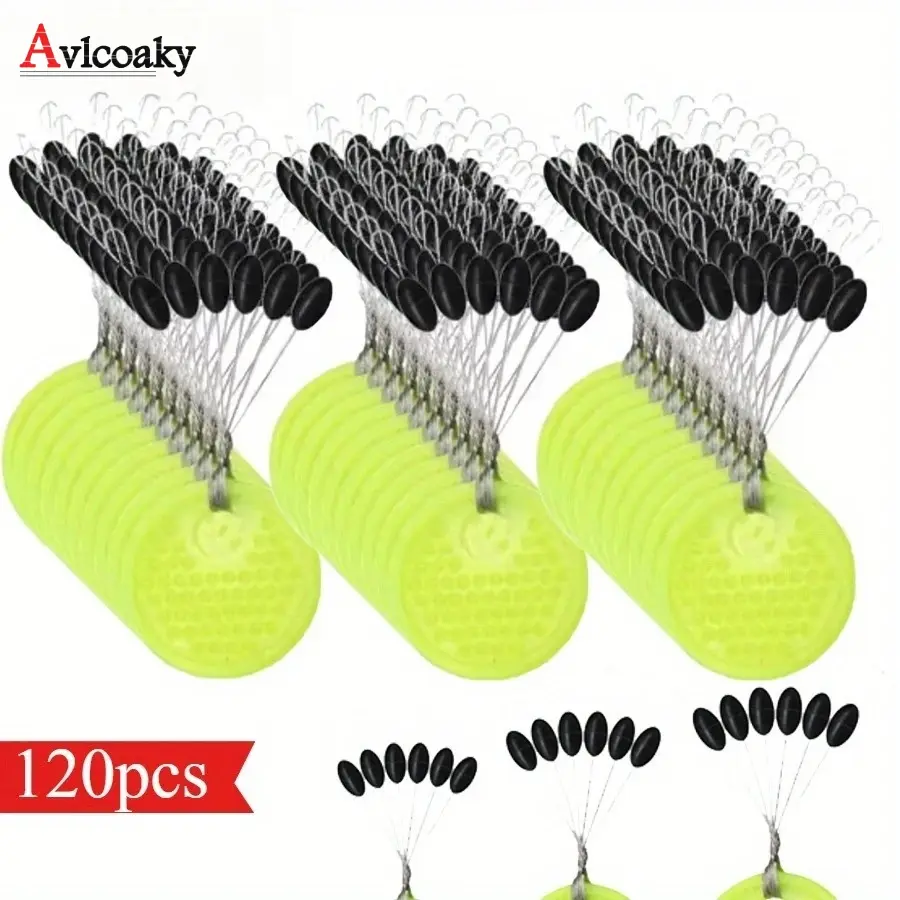120pcs Fishing Bobber Stoppers Fishing Accessories Silicone Space Beans, Olive-shaped Fishing Tool Fish Bobber Tools Fishing Supplies