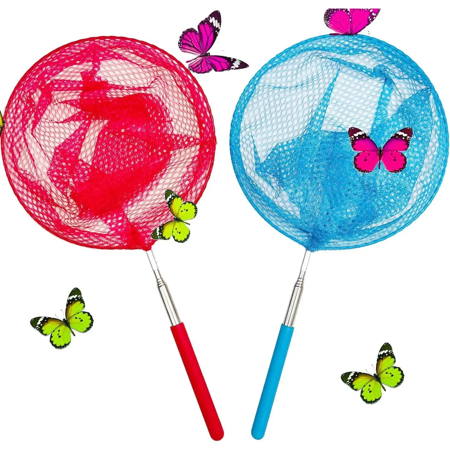 Telescopic Butterfly Nets - Great for Catching Insects Bugs Fishing - Outdoor Toy for Kids Playing - Extendable from 6.8" to 34" and Anti Slip Grip