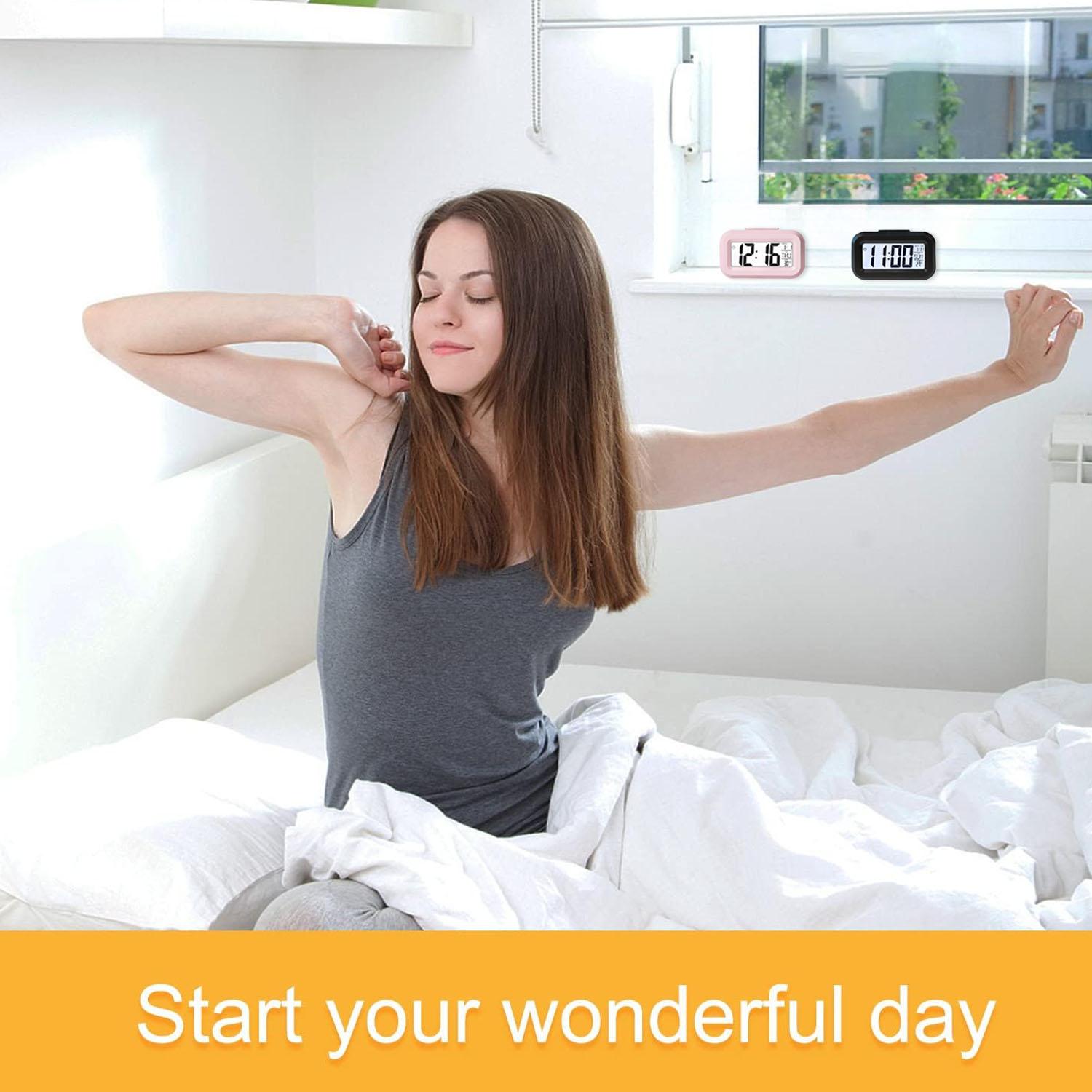 1 piece new style student alarm clock, electronic clock, smart desk multi-functional clock with night light, temperature, calendar, kitchen timer, Desktop electronic clock