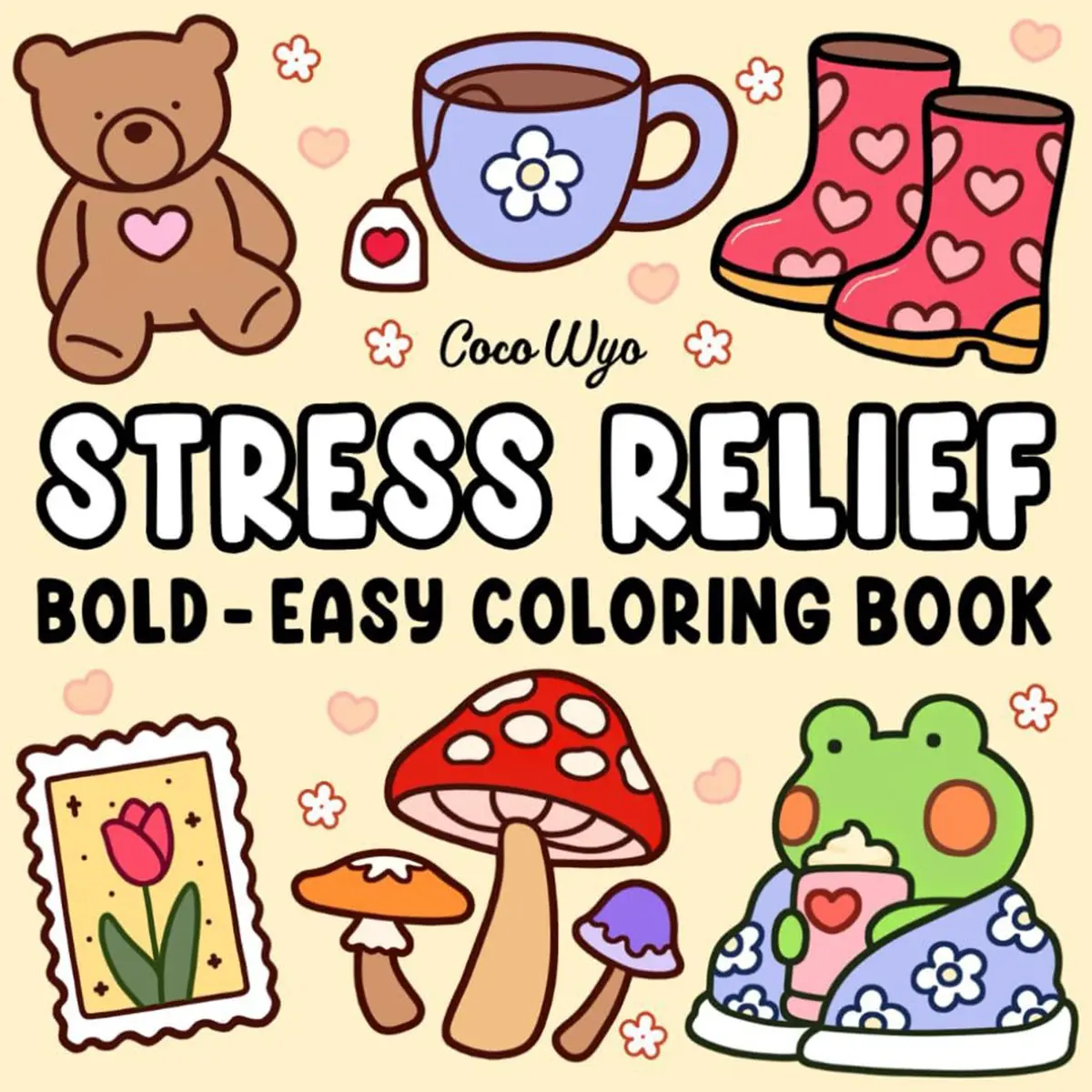Adult Stress Relief Coloring Book, 52 Pages, Bold and Friendly Design, Relaxing and Pressure-Relieving, Art Interest for Kids