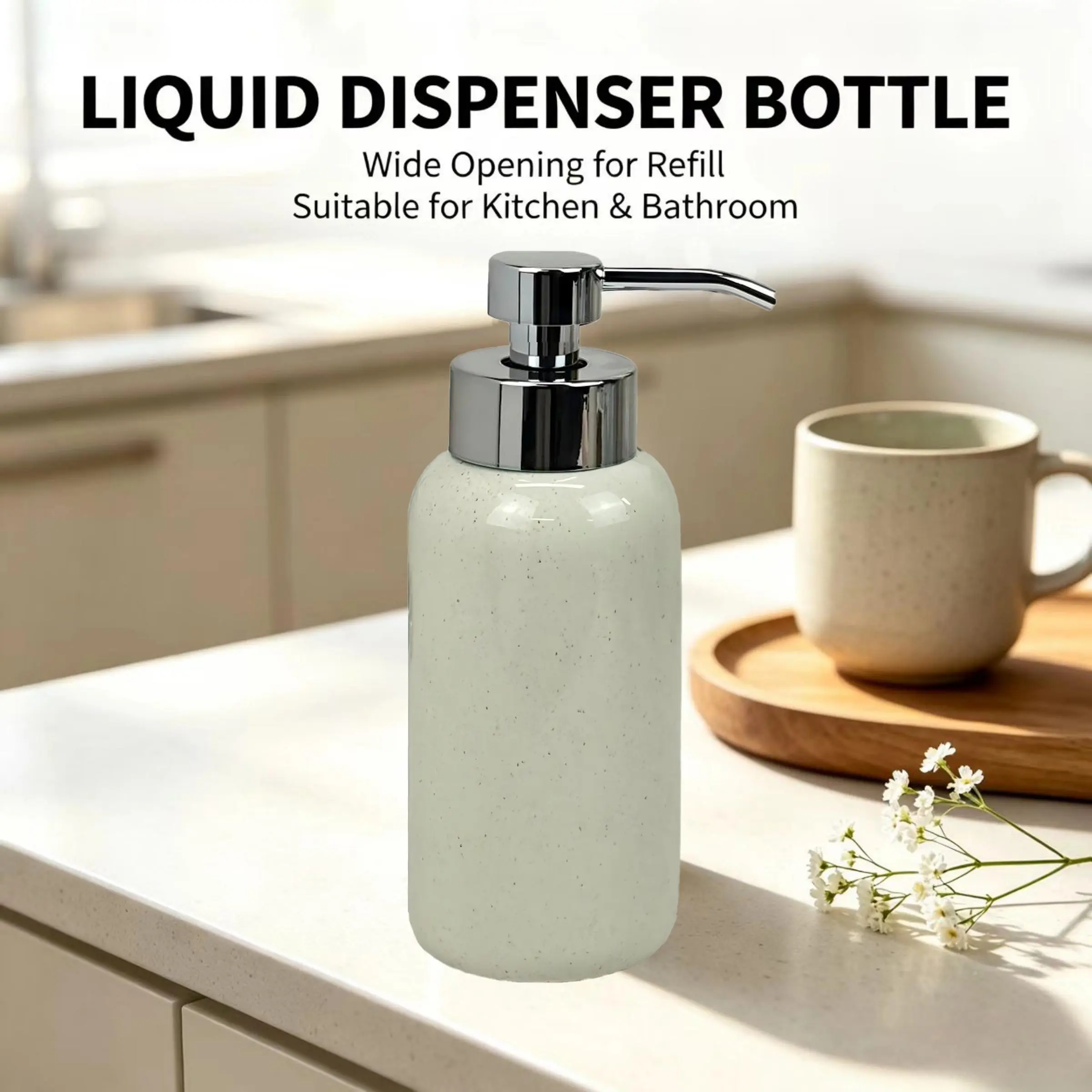 Ceramic Soap Dispenser Bottle, Sesame Glaze, Luxury Style, European Country Style, Kitchen, Bathroom, Laundry Room, Foaming Dispenser