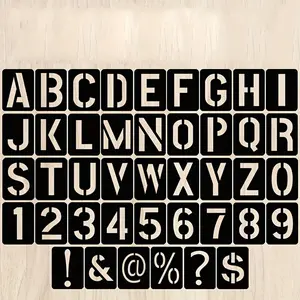 42pcs Reusable Alphabet Letter Number Symbol Craft Stencil Kit for Painting, Interlocking Hollow Stamping Embossing Template for Wood, Wall, Fabric, Rock, Chalkboard, Sign, DIY Art Projects
