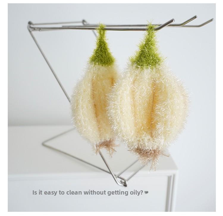 [3-Pack] Korean-style simulated avocado dishcloth, simulated toast bread dishcloth, simulated garlic head non-greasy cleaning cloth, easy to clean and lint-free household items