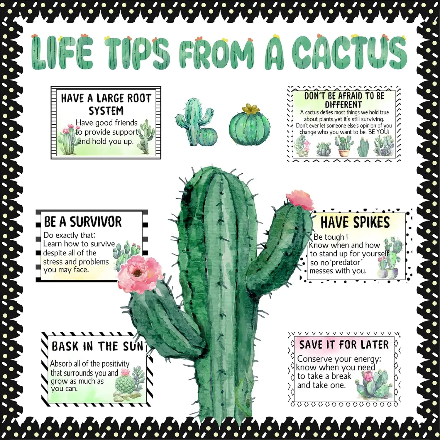 Cactus Bulletin Board Decorations Plant Motivational Bulletin Board Set for Back to School Decorations Succulent Classroom Decor