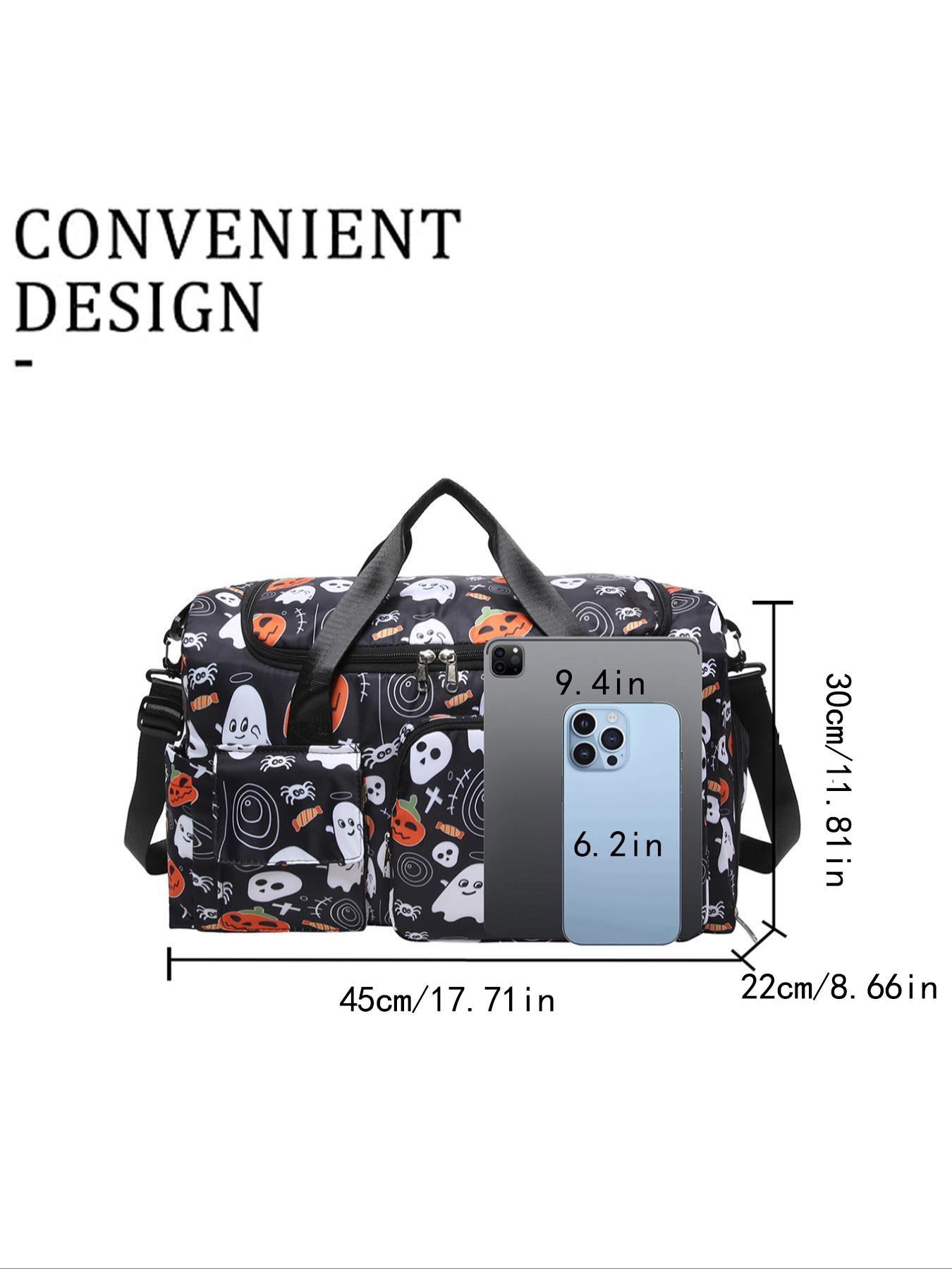 Unisex Bat Pattern Travel Bag, 2025 Halloween Large Capacity Duffel Bag with Wet Bag Shoe Compartment, Lightweight Carry-On Luggage Bag for Sports Fitness, Yoga, Travel Duffle Bag