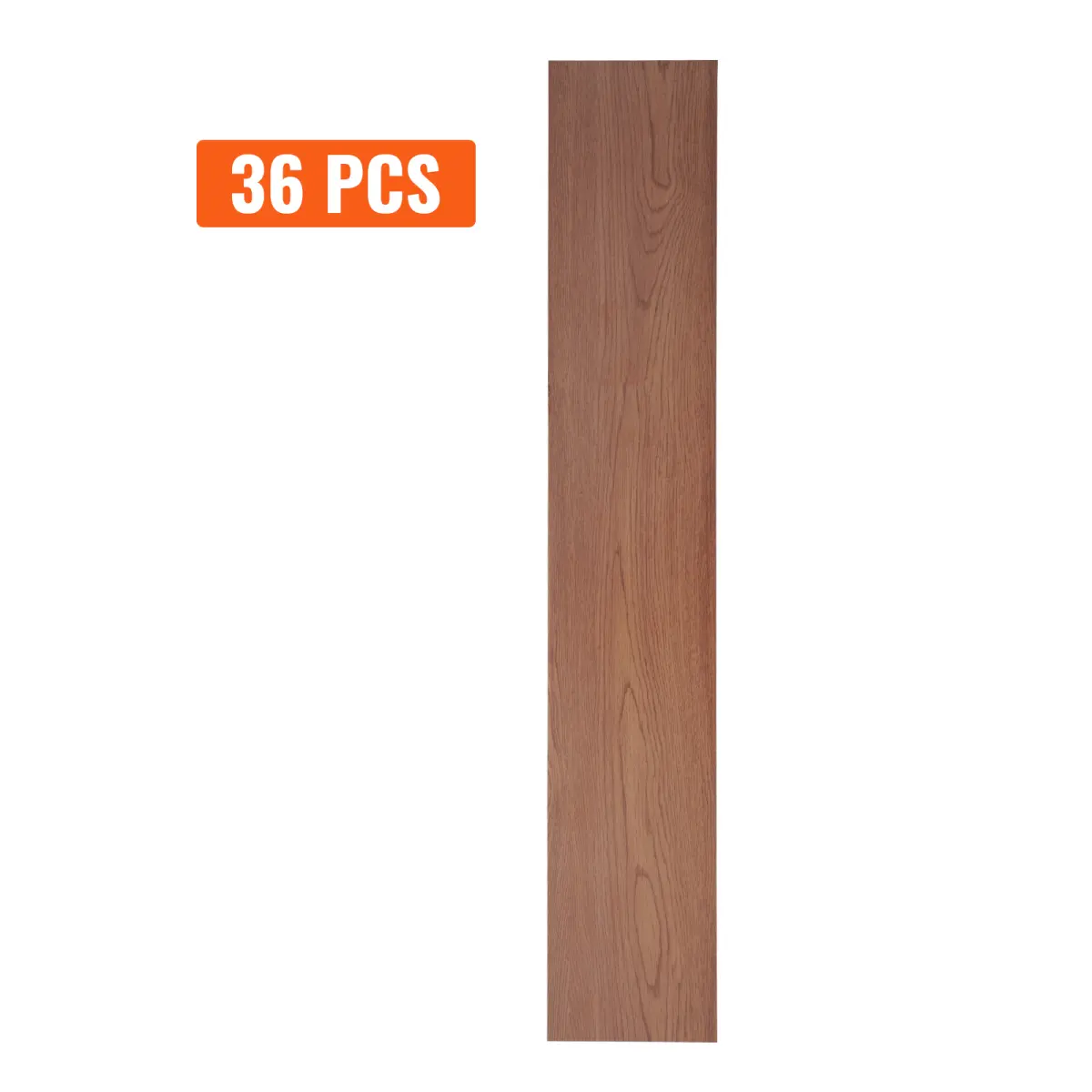 Self Adhesive Vinyl Floor Tiles - 36x6 in, 36 Tiles, 2.5mm Thick Peel & Stick Deep Brown Wood Grain DIY Flooring for Home Kitchen, Bathrooms, Easy Installation Building Supplies for Home Improvement