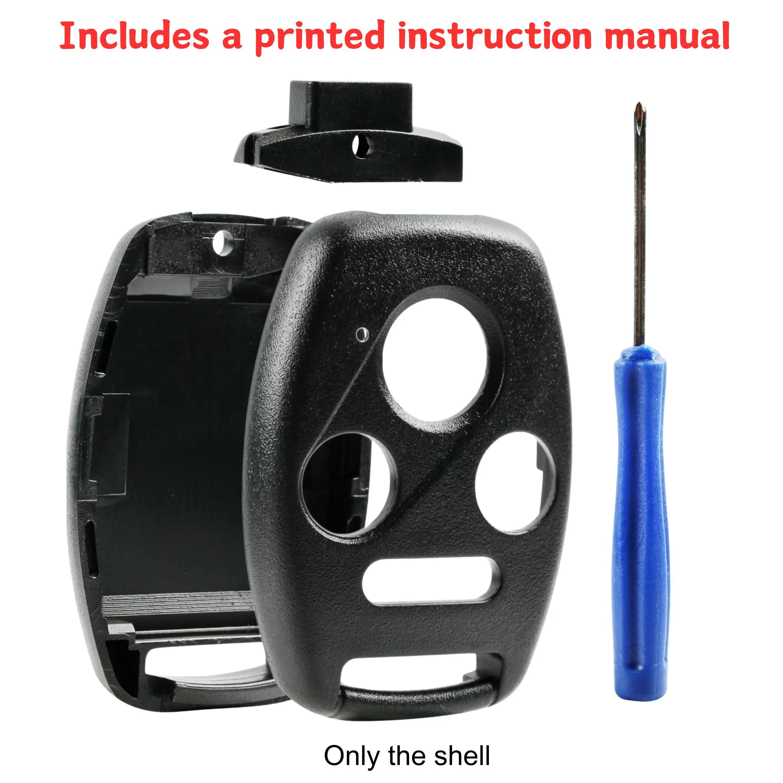 Cutting NOT Required - Key Fob Keyless Entry Remote Shell Case & Pad fits Honda 2003-2012 Accord / 2006-2013 Civic EX / 2009-2015 Pilot /2005-2006 CR-V（Includes instructions）