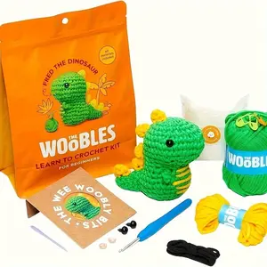 Beginner Crochet Kit, Adult Crochet Set, Dinosaur Animal Crochet Material Pack, Includes Video Tutorial, Yarn, Eyes, Stuffing, Hooks, Birthday Gift