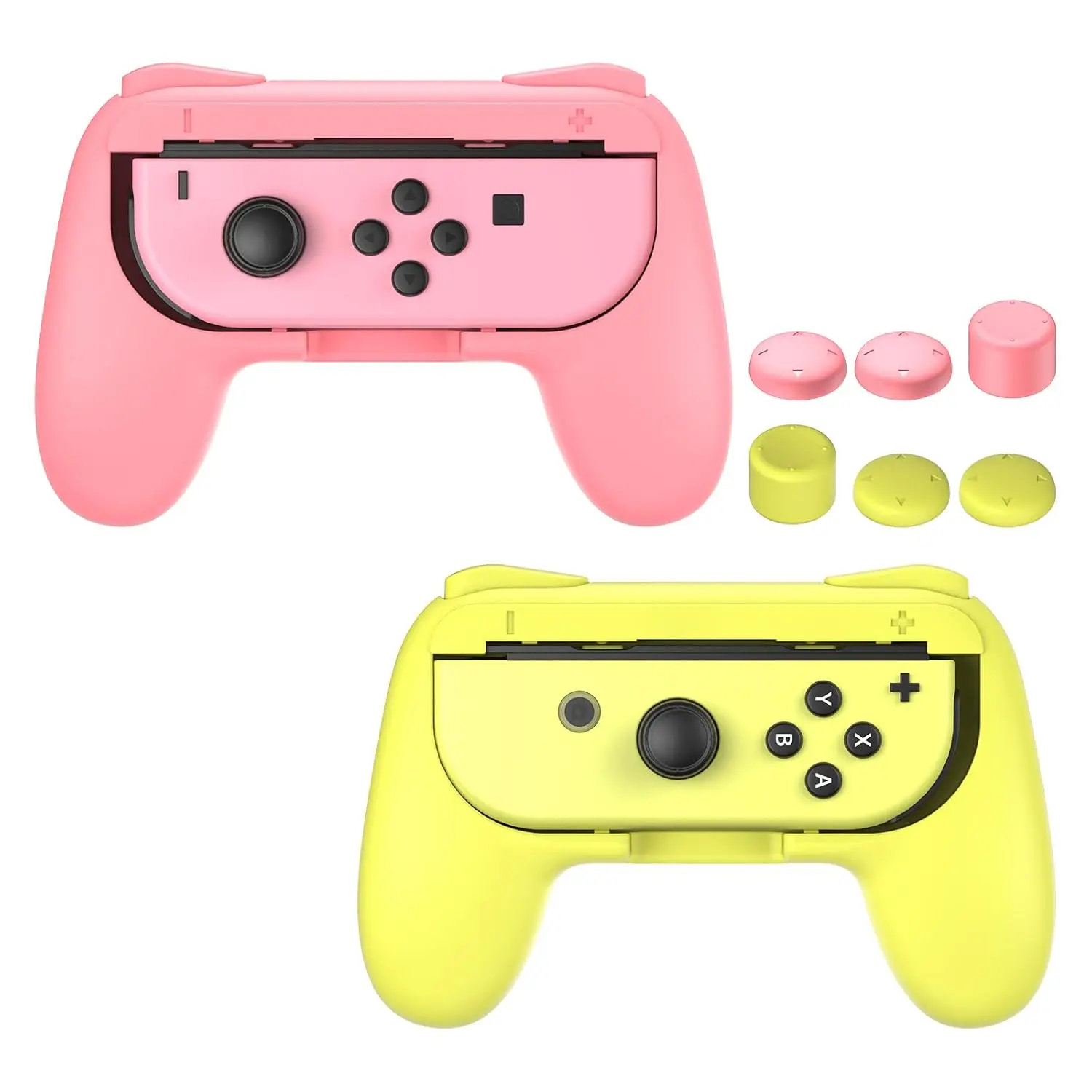Controller Grips for  /OLED for JoyCons | Wear-Resistant  Controllers Holder Handle Kit,  Design, 6 Non-Slip Thumb Grip Caps for Joycon,  & Yellow