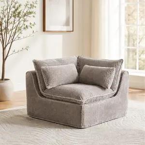 ARCH Modular Corner Sofa Couch 1 Seat Light Grey Corduroy Fabric Living Room Sectional Sofa Bed Convertible L-Shape U-Shape Recliner Chair with High Resilience Sponge for Small Space Family Room, LIGHT GREY Color Options, Fabric Material